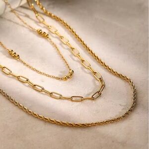 NEW Elegant Layered Chain 18K Plated Gold Waterproof Stainless Steel Very Dainty